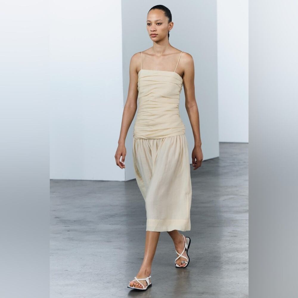 ZARA DRAPED MIDI DRESS ZW COLLECTION - Picture 5 of 14